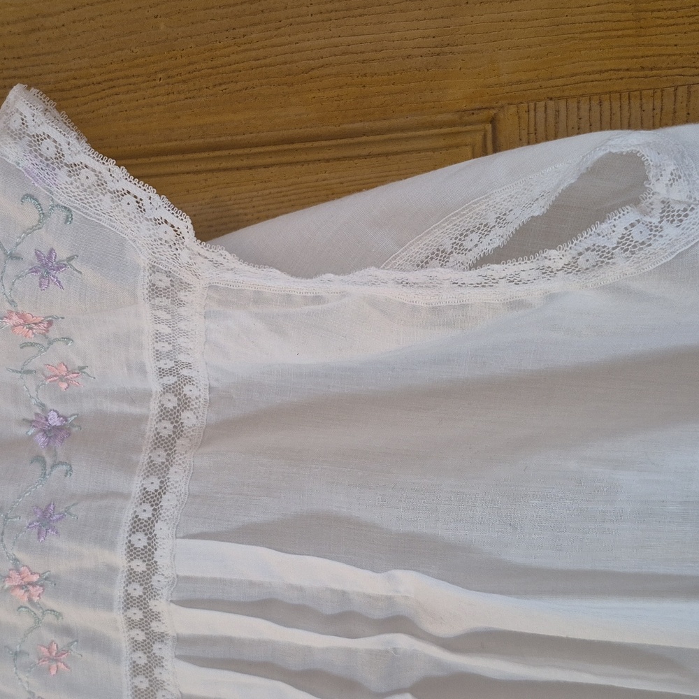 Contemporary Usa Vintage Cotton Sleep Dress Lace Embroidery Detail Cottagecore L - Picture 5 of 14